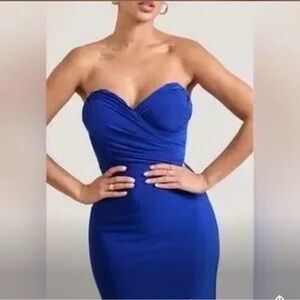 CLUB LONDON - Royal blue strapless maxi gown